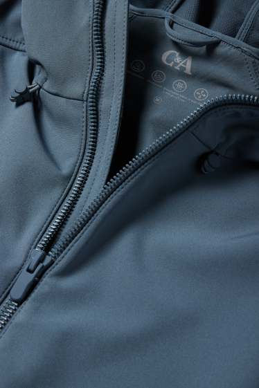 Men - Softshell jacket with hood - water-repellent - 4 Way Stretch - blue