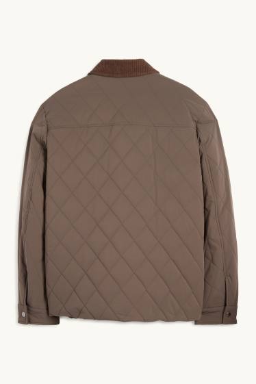 Pánské - Prošívaná bunda - tmavohnědá