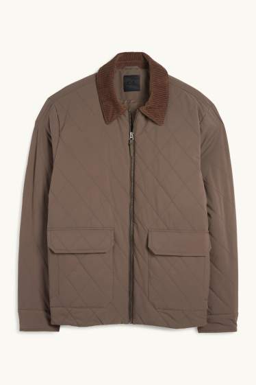 Pánské - Prošívaná bunda - tmavohnědá