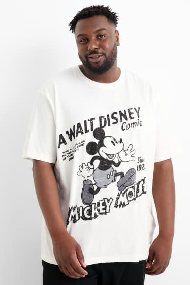 Pánské - Tričko - relaxed fit - Mickey Mouse - bílá