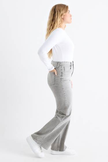 Femmes - Wide leg jean - high waist - jean gris clair