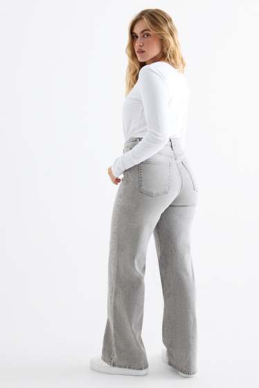 Femmes - Wide leg jean - high waist - jean gris clair