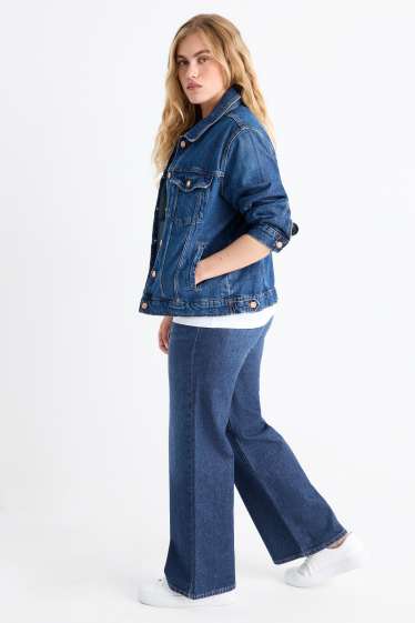 Women - Wide leg jeans - high waist - blue denim