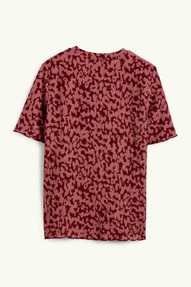 Mujer - Camiseta - regular fit - estampado de leopardo - rojo oscuro