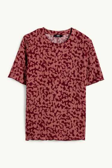 Mujer - Camiseta - regular fit - estampado de leopardo - rojo oscuro
