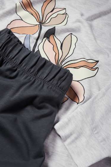 Damen - Pyjama - hellgrau-melange