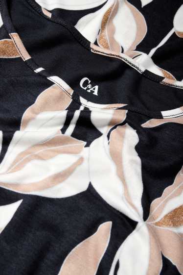 Dames - Nachthemd - gebloemd - donkerblauw