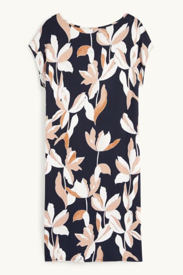 Dames - Nachthemd - gebloemd - donkerblauw