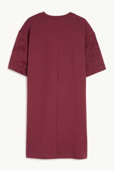 Women - T-shirt dress - floral - bordeaux