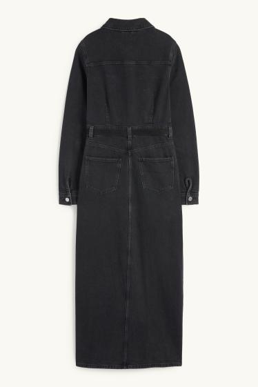 Women - Denim shirt dress with belt - denim-dark gray