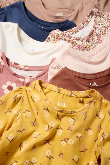 Kinder Mädchen - Multipack 8er - Blume - Langarmshirt - gelb