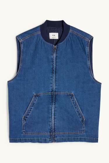 Pánské - Džínová vesta - s výplní - džíny - modré