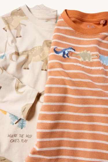 Kinderen: jongens - Set van 2 - dino - longsleeve - oranje