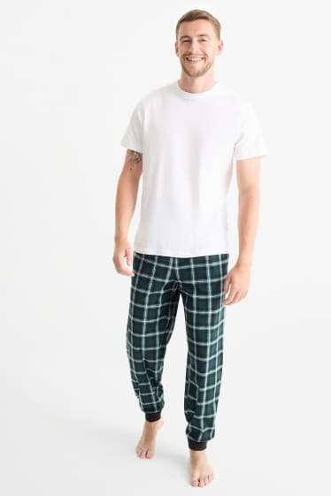 Hommes - Bas de pyjama - à carreaux - vert foncé