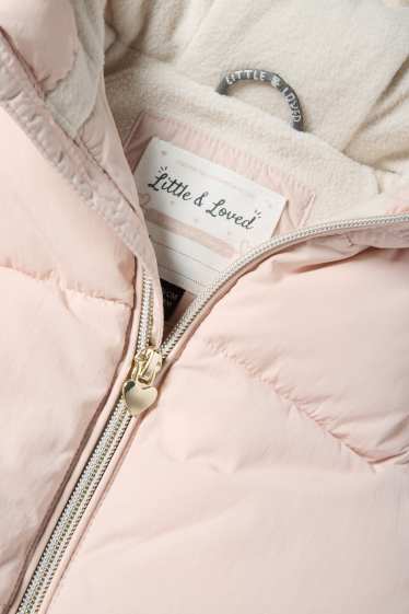 Baby Girls - Baby quilted gilet with hood - water-repellent - rose