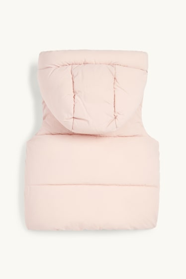 Baby Girls - Baby quilted gilet with hood - water-repellent - rose