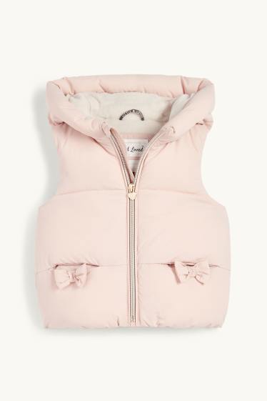 Baby Girls - Baby quilted gilet with hood - water-repellent - rose