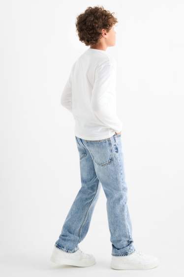 Kinderen: jongens - Straight jeans - extra smalle tailleband - jeanslichtblauw