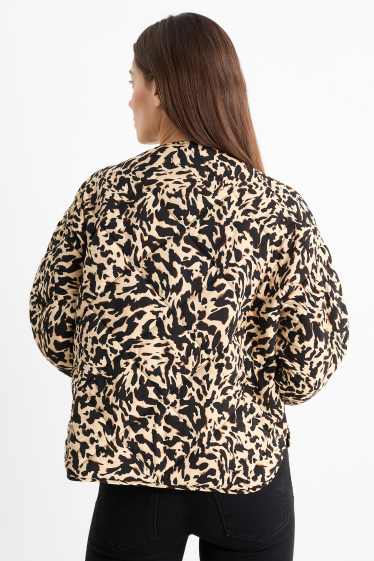 Damen - Steppjacke - Leo-Print - schwarz / beige