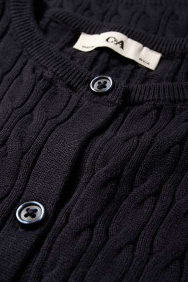 Children Girls - Cardigan - cable knit pattern - black