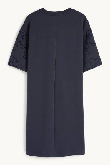 Women - T-shirt dress - floral - dark blue