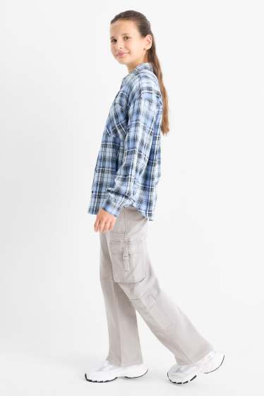 Kinder Mädchen - Cargohose - hellgrau