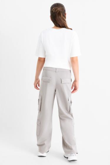 Kinder Mädchen - Cargohose - hellgrau
