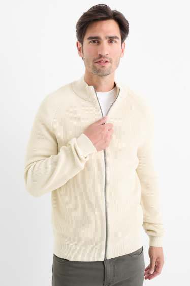 Hommes - Gilet en maille - finition côtelée - beige clair