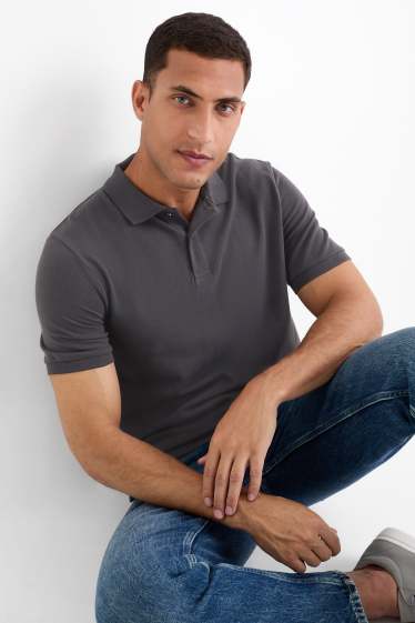 Pánské - Polokošile - regular fit - tmavošedá