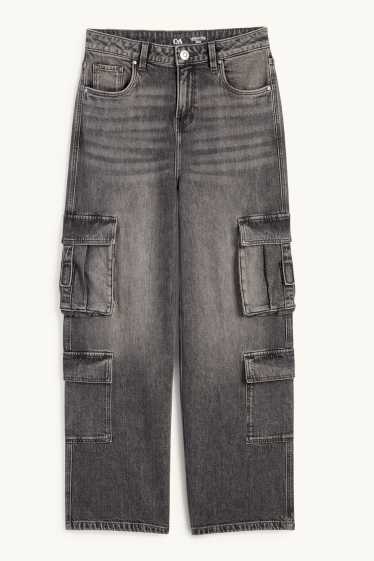 Children Girls - Cargo jeans - denim-gray