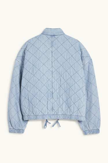 Dámské - Džínová prošívaná bunda - džíny - světle modré
