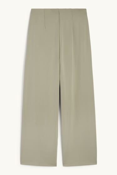 Damen - Jersey-Hose - High Waist - Wide Leg - grün