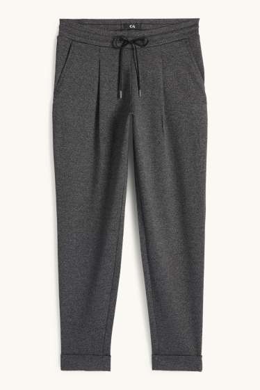 Femei - Pantaloni din jerseu - talie medie - tapered fit - structurați - gri închis