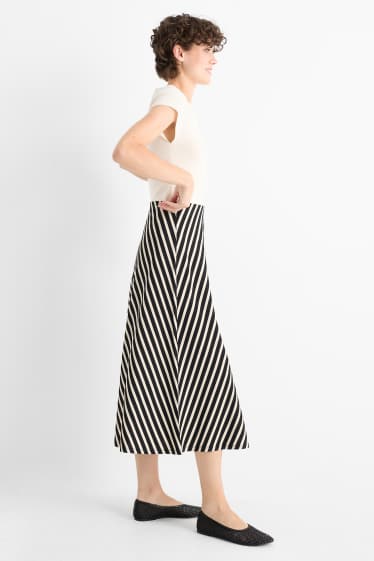 Women - Skirt - striped - black / beige