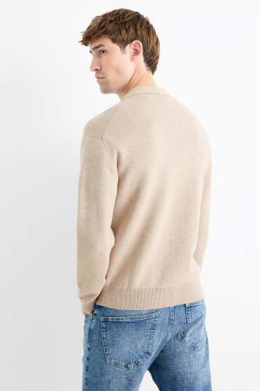 Home - Polo de mànigues llargues - de punt - beix clar