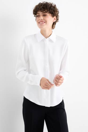 Women - Satin blouse - white