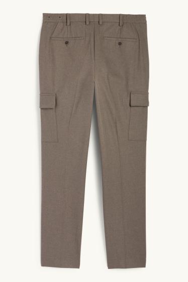 Herren - Baukasten-Flanellhose - Slim Fit - Flex - taupe