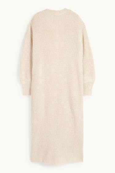 Dona - Jaqueta llarga de punt - acanalada - beix clar