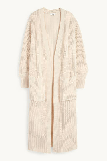 Dona - Jaqueta llarga de punt - acanalada - beix clar