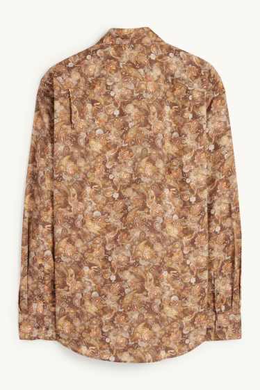 Bărbați - Cămașă office - regular fit - guler Kent - cu model - maro deschis