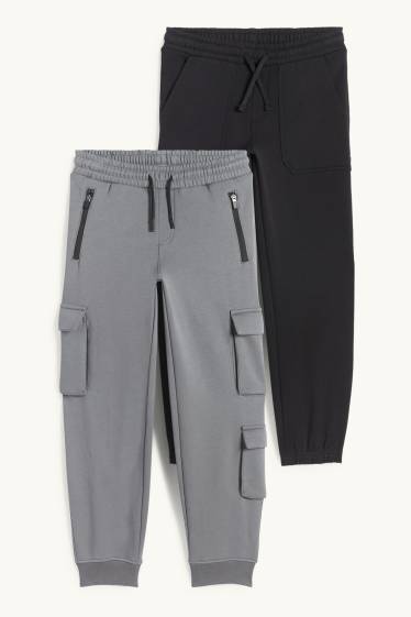 Enfants garçons - Lot de 2 - pantalons de jogging - gris / noir