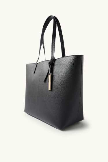 Dames - Grote shopper - imitatieleer - zwart
