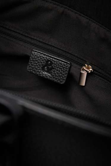 Dames - Grote shopper - imitatieleer - zwart