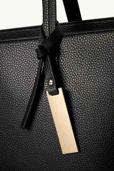 Dames - Grote shopper - imitatieleer - zwart