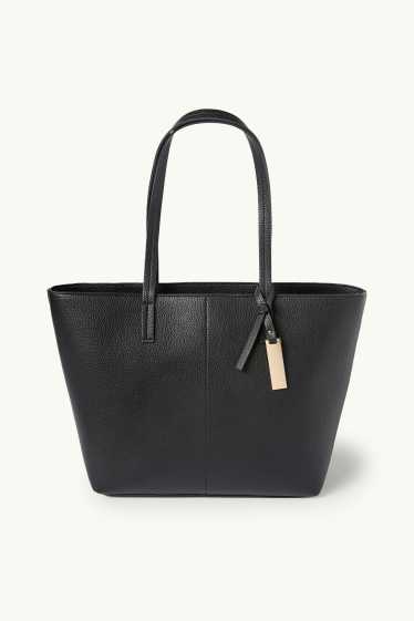 Dames - Grote shopper - imitatieleer - zwart