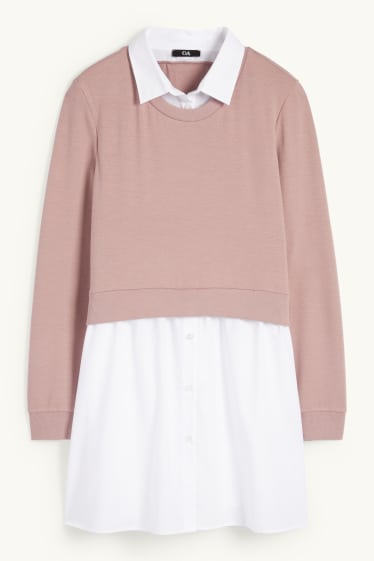 Femmes - Sweat de grossesse - look 2-en-1 - rose