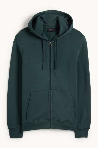 Herren - Sweatjacke mit Kapuze - dunkelgrün