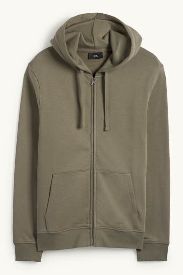 Hommes - Sweat zippé à capuche - vert