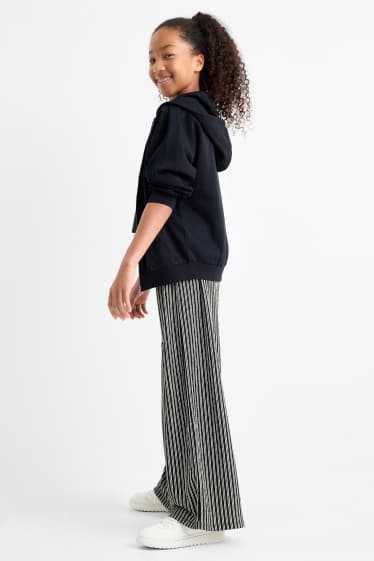 Enfants filles - Pantalon en jersey - Palazzo - à rayures - texturé - noir / blanc