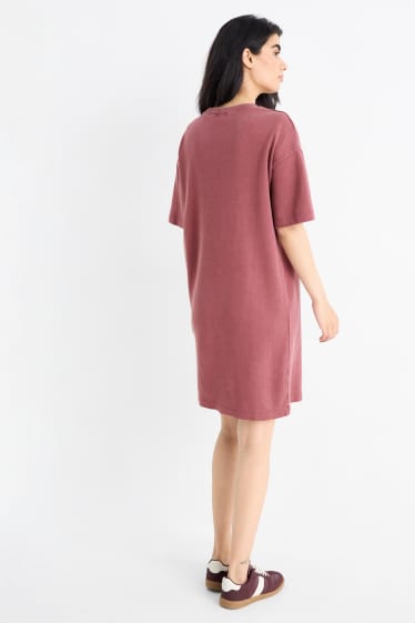 Dames - T-shirt-jurk - donker rose